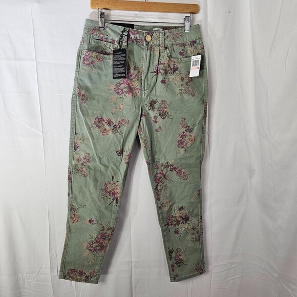 Seven7 Denim - NWT Seven 7 Jeans Womens 10 High Rise Ankle Skinny Green Floral Stretch Denim